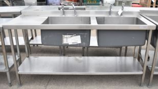 Stainless steel Double Sink Unit L 1800mm x D 600mm x H 950mm