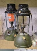 2x Kerosine tilley lamps - green base, black top