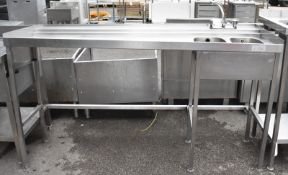 Double sink with drainer - W 1850mm x D 640mm x H 1020mm