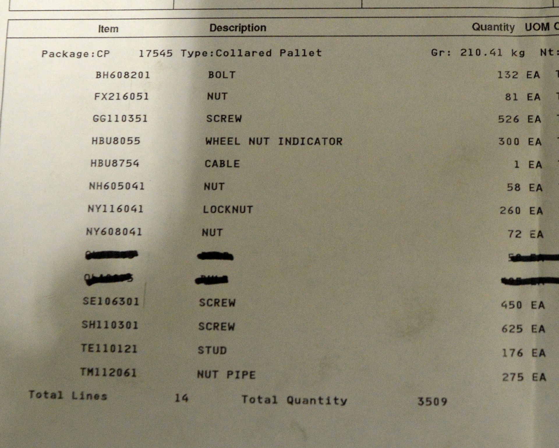 Vehicle parts - screws, bolts, nuts, wheel nut indicators, locknuts, clevis pins, washers, - Image 9 of 9