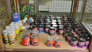 Various Carplan grease tins, Carplan plastic primer, Carplan Tetroseal