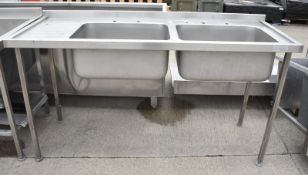 Double sink with drainer - W 1750mm x D 650mm x H 910mm