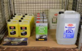 8x 5Ltr Carplan Ultra wash & wax, 4x 5Ltr GForce Brake, clutch & Parts Cleaner, Car lube B