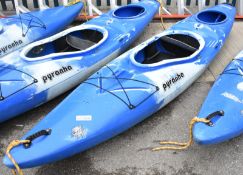 Pyrahna Fusion kayak - no paddles - blue / white