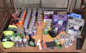 Various vehicle lubricants, cleaner fluid, wash mitts, air freshners
