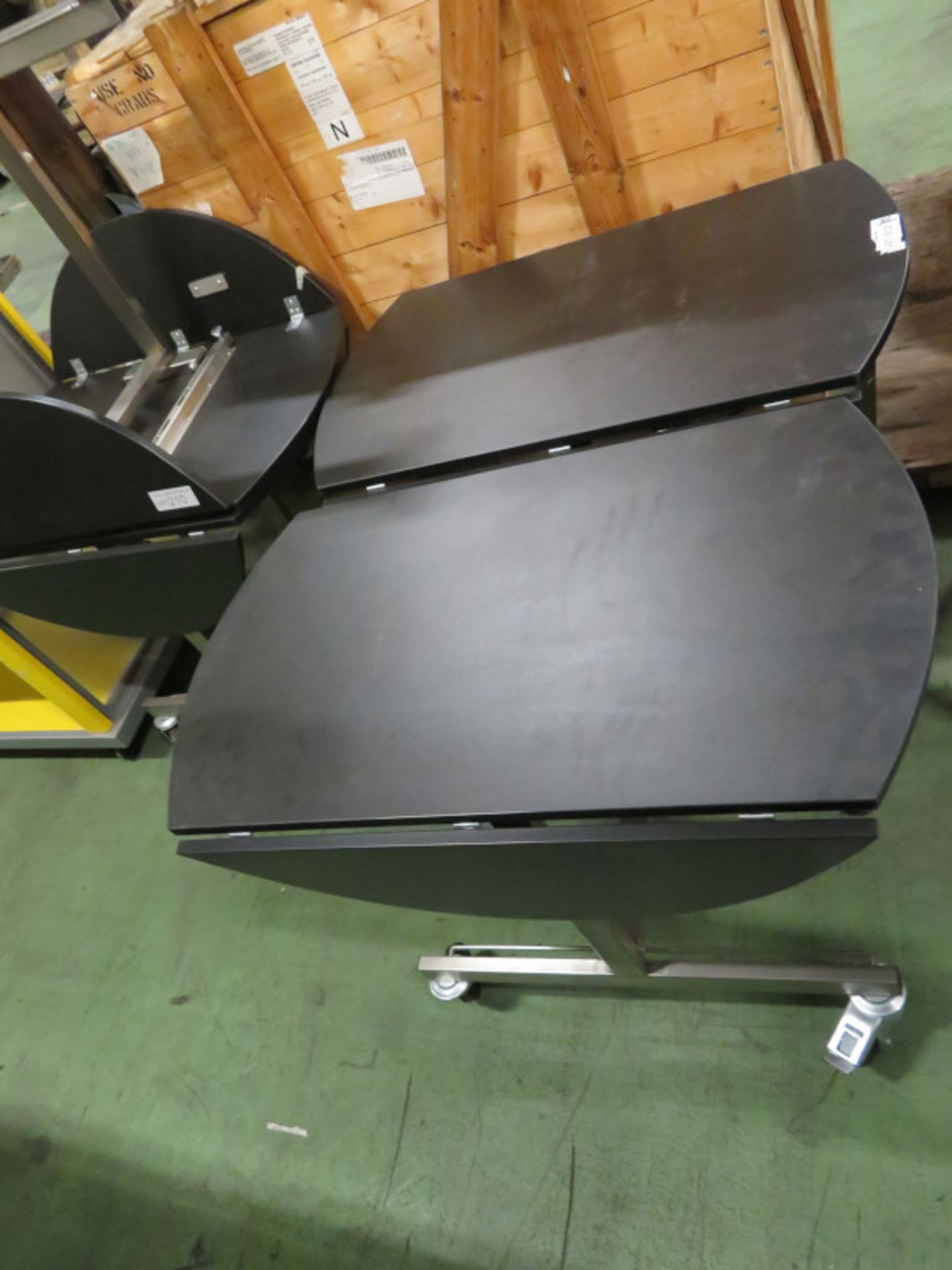 2x Black Top Stainless Steel Drop Leaf Trolley Tables - Image 3 of 3