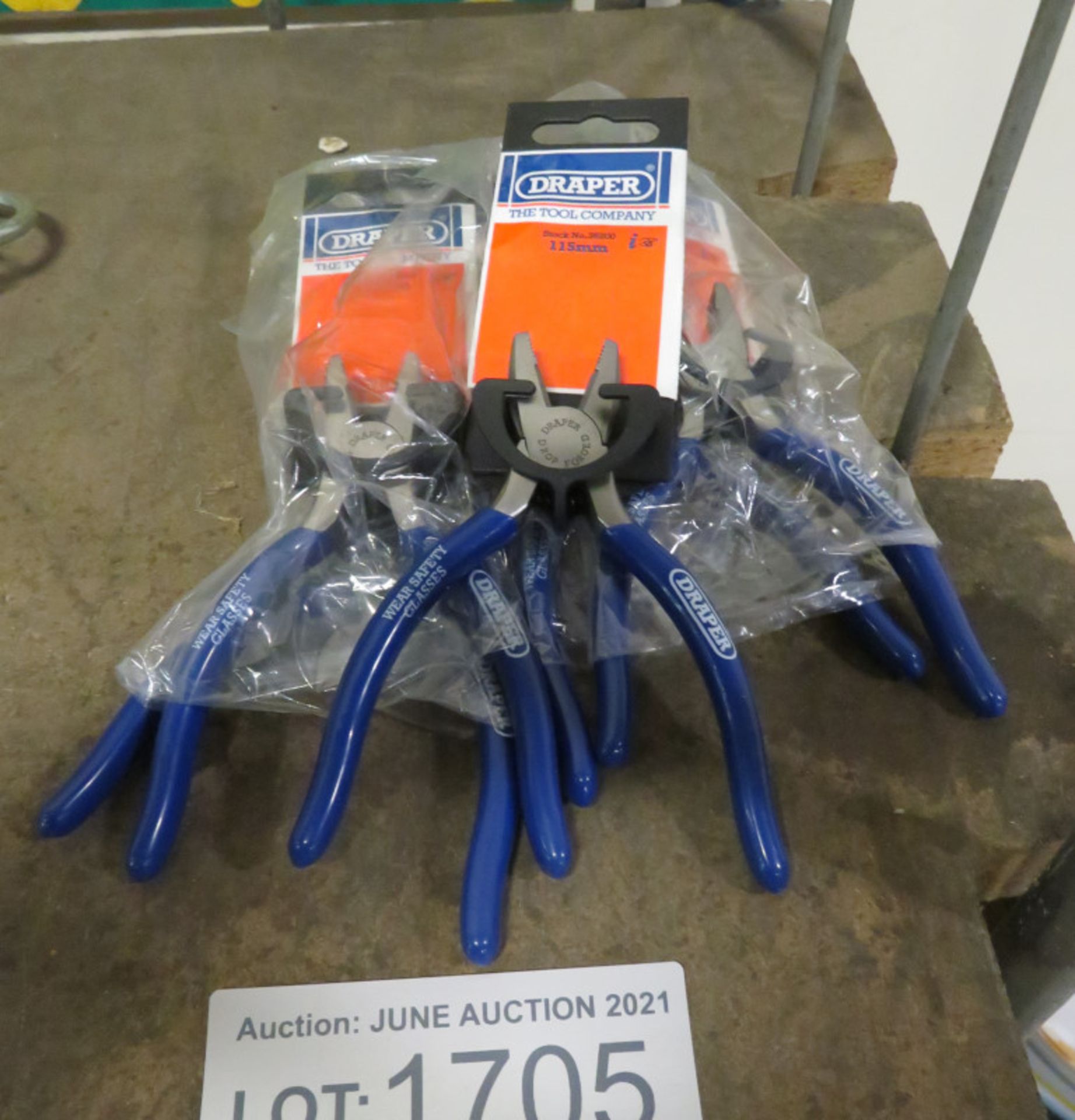 5x Draper 115mm Combination Pliers