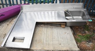 Stainless Steel L Shaped Sink Unit L 2150mm x W 1600mm