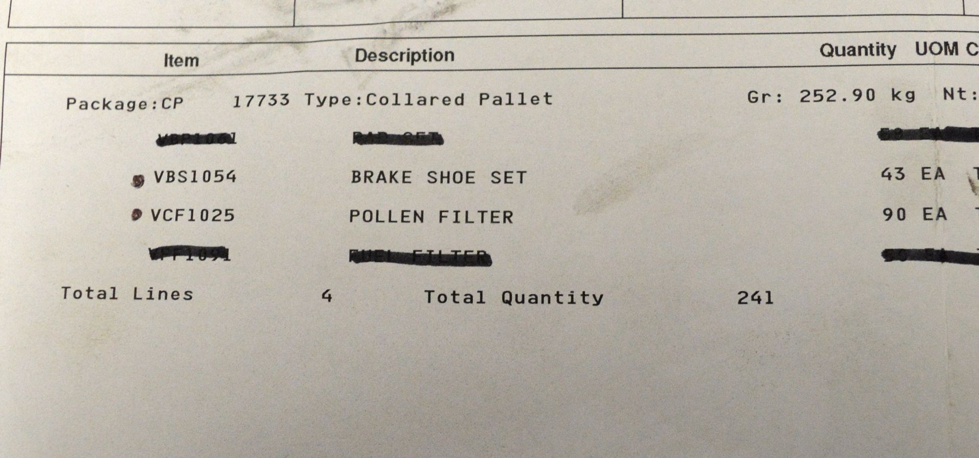 Vehicle parts - brake shoe set, pollen filters - see picture for itinerary for model numbe - Image 5 of 5