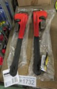 2x Pro-Tek 18inch HD Pipe wrenches