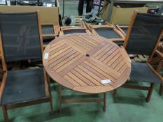Billyoh set of garden furntiture - Wooden round table 1000mm diameter, 4x wooden frame can