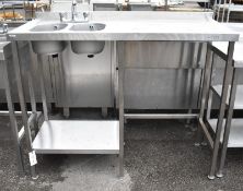 Double sink with drainer - W 1400mm x D 600mm x H 1110mm