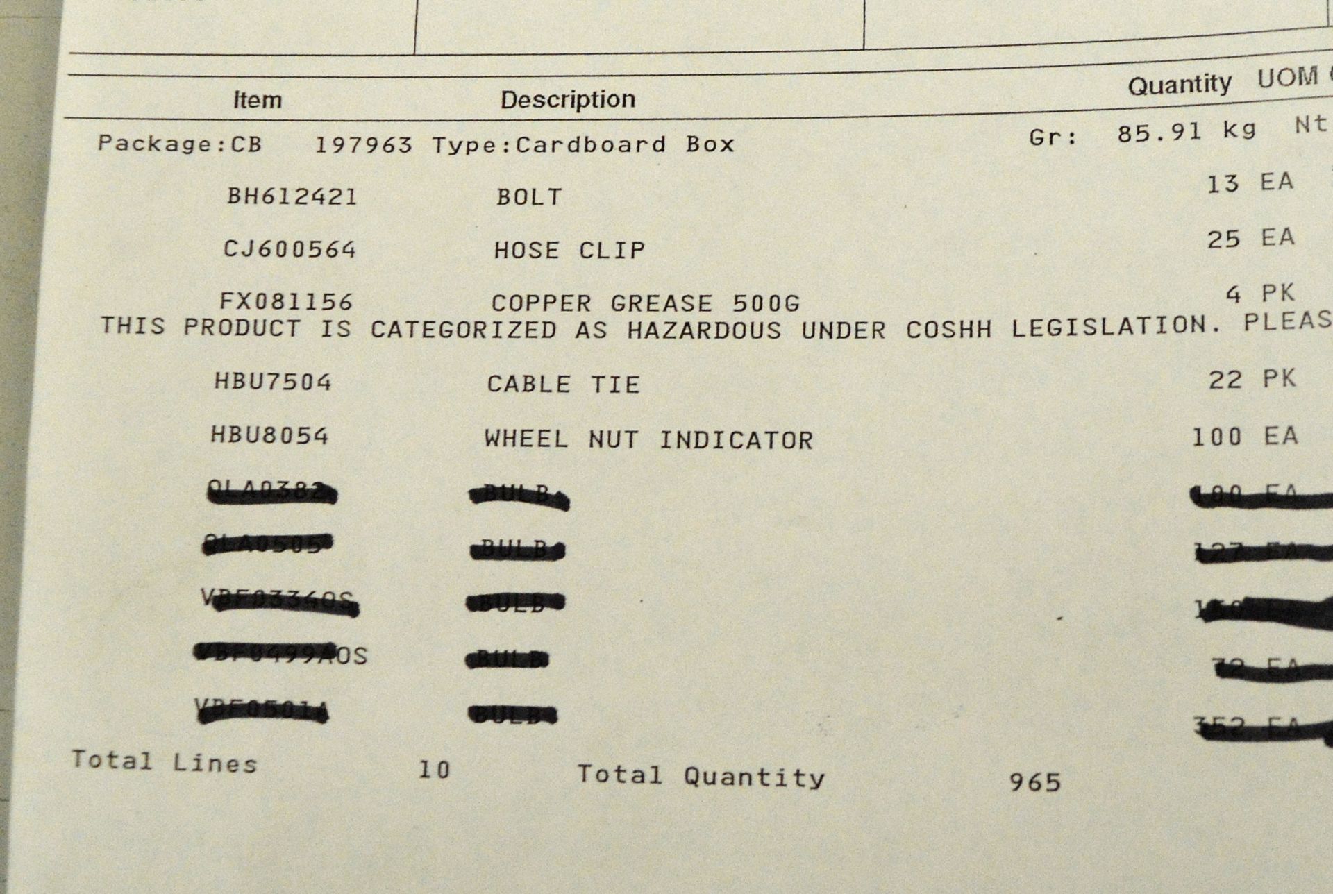 Vehicle parts - locknuts, belt tensioners, wheel nuts, ABS ring, wiper blades. copper grea - Image 8 of 8