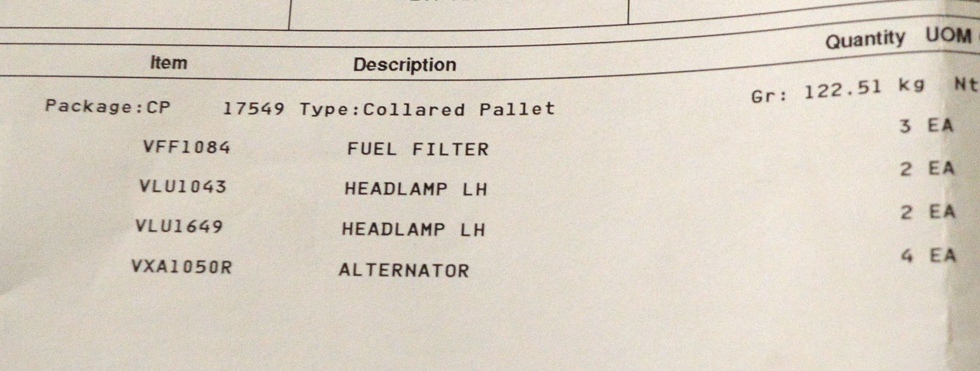 Vehicle parts - alternators, LH headlamps, fuel filters, adhesive - see picture for itiner - Image 7 of 7