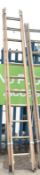 Wooden 2 section ladder - 11 Rungs per section