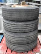 4x Used Vehicle Tyres Size 275/70R 22.5