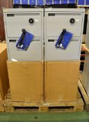 2x Grey Metal 4-Drawer Filing Cabinets L 470mm x W 650mm x H 1330mm - with keys