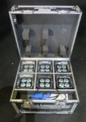 6 x Chauvet Professional Well Fit LED Battery Up Lights with charging case