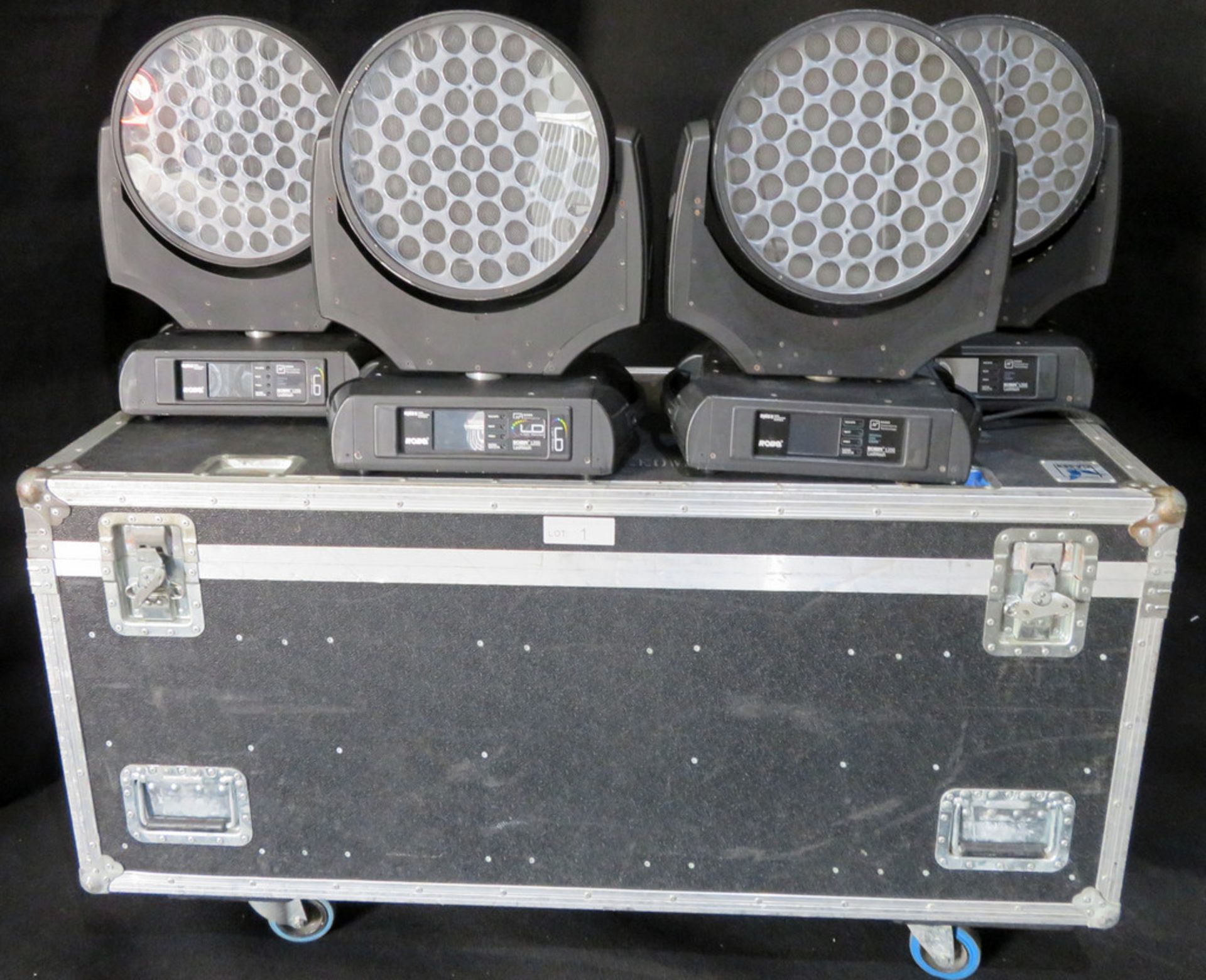 4x Robe Robin 1200 LED wash in 4 way flightcase