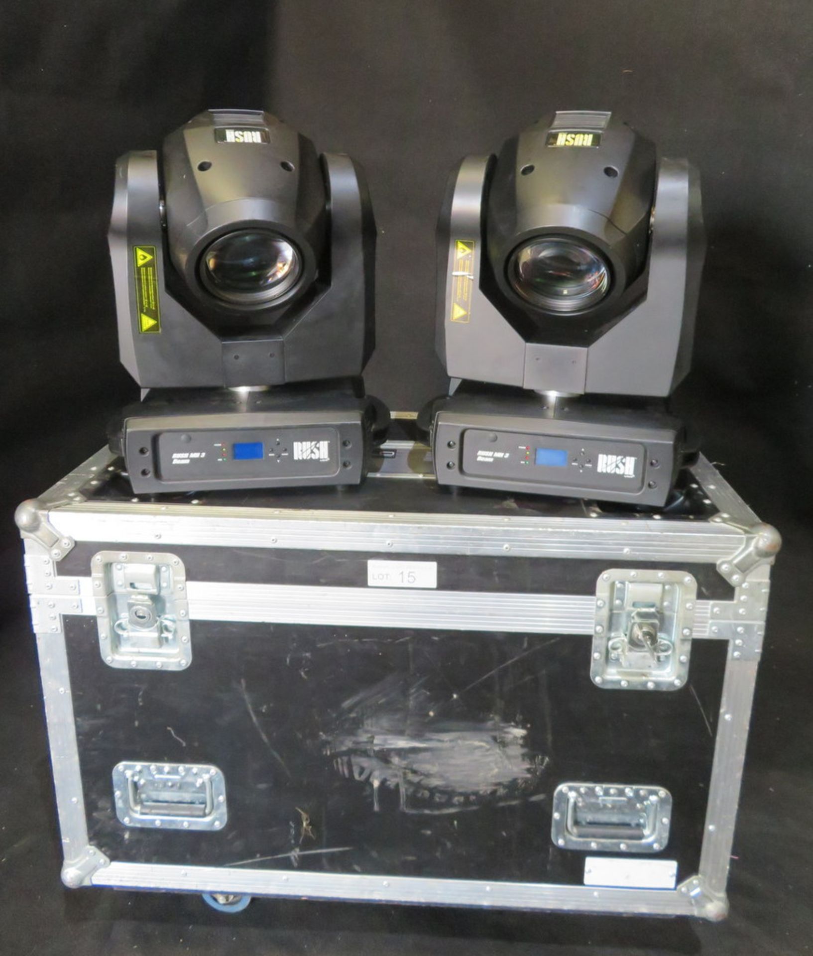 2x Martin Rush MH3 beam in twin flightcase