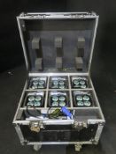 6 x Chauvet Professional Well Fit LED Battery Up Lights with charging case