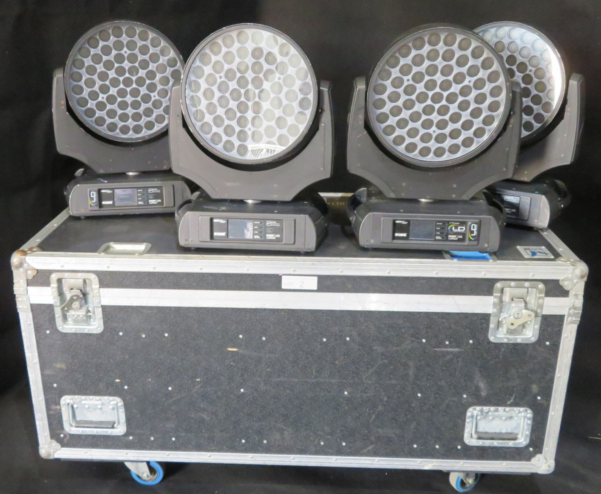 4x Robe Robin 1200 LED wash in 4 way flightcase