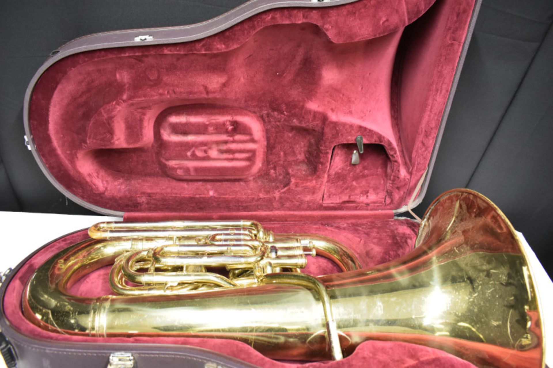 Besson Sovereign 982 Tuba (finger button stuck in place) in Besson case (missing wheel) - - Image 2 of 24