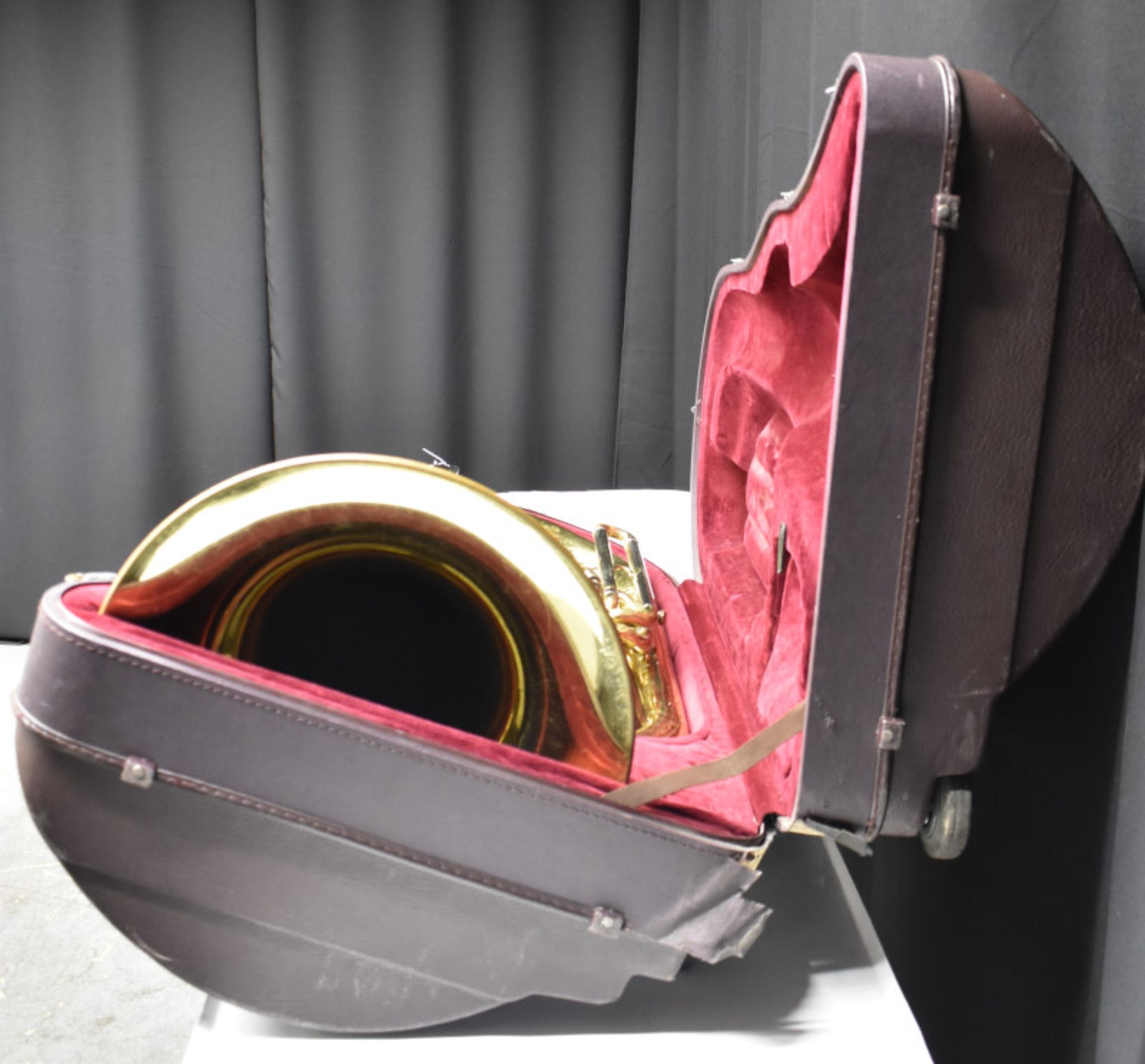 Besson Sovereign 982 Tuba (finger button stuck in place) in Besson case (missing wheel) - - Image 4 of 24