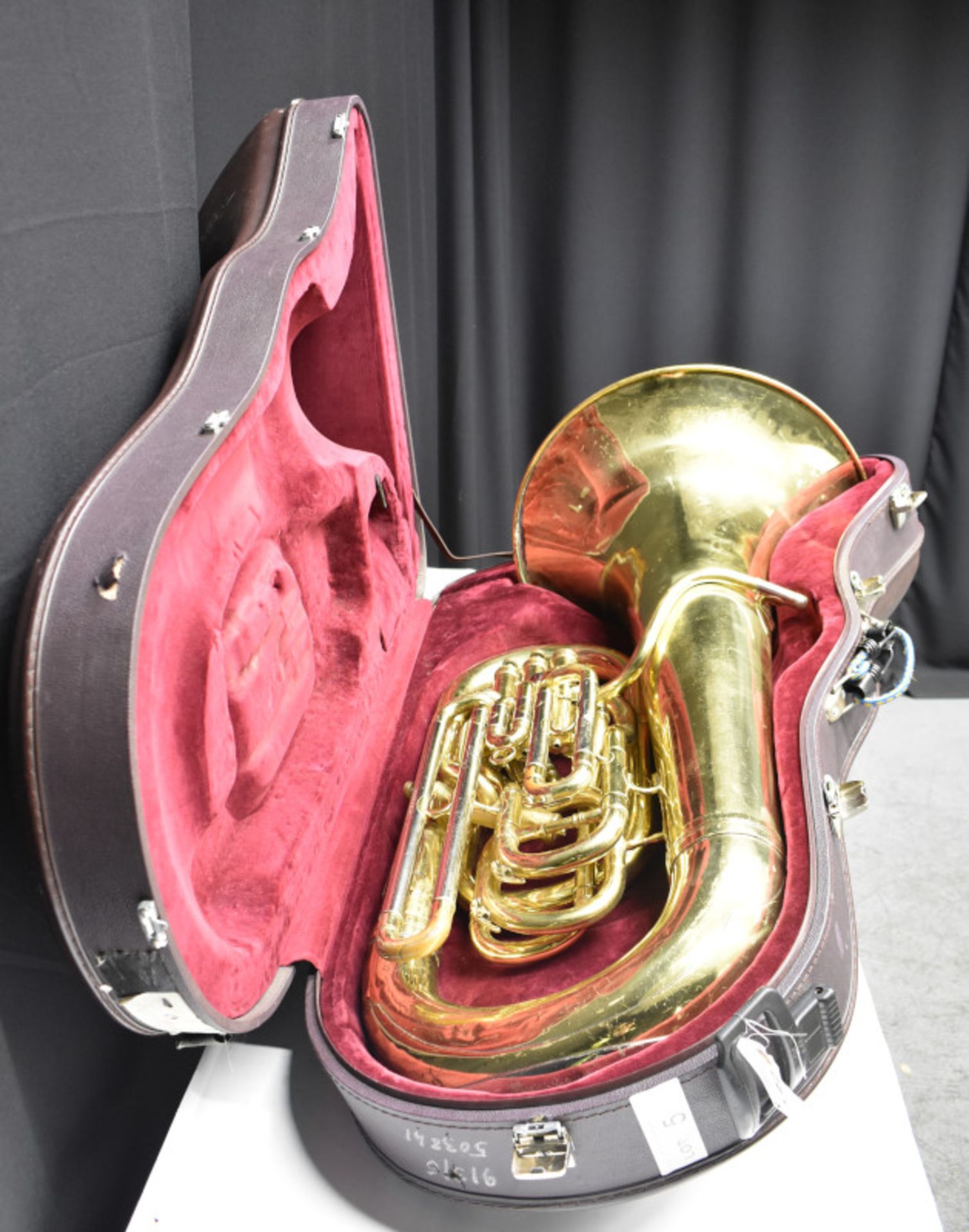 Besson Sovereign 982 Tuba (finger button stuck in place) in Besson case (missing wheel) - - Image 3 of 24