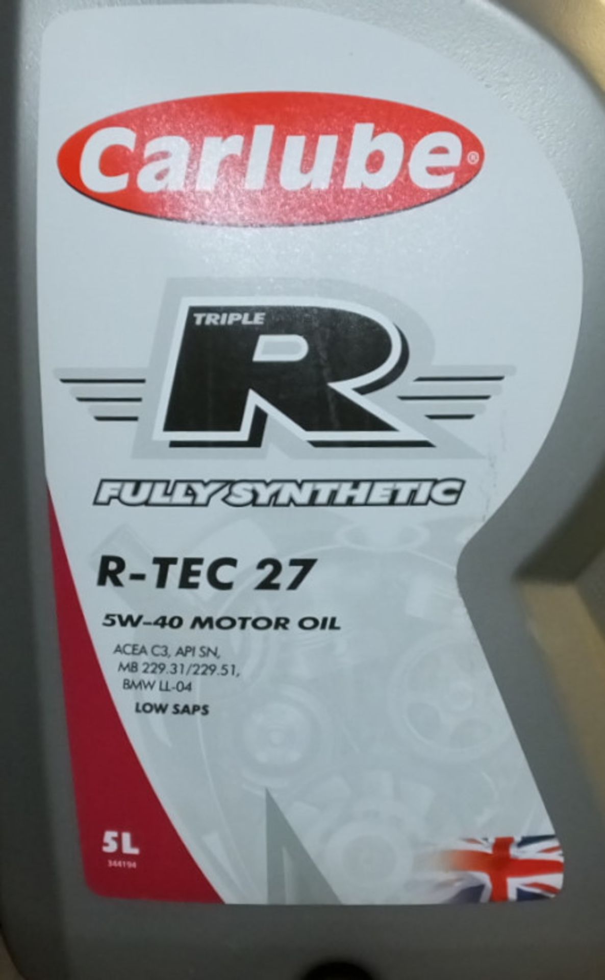 4x Carlube Triple R Fully Synthetic R-TEC 27 5W-40 Motor Oil - 5L - Image 2 of 2