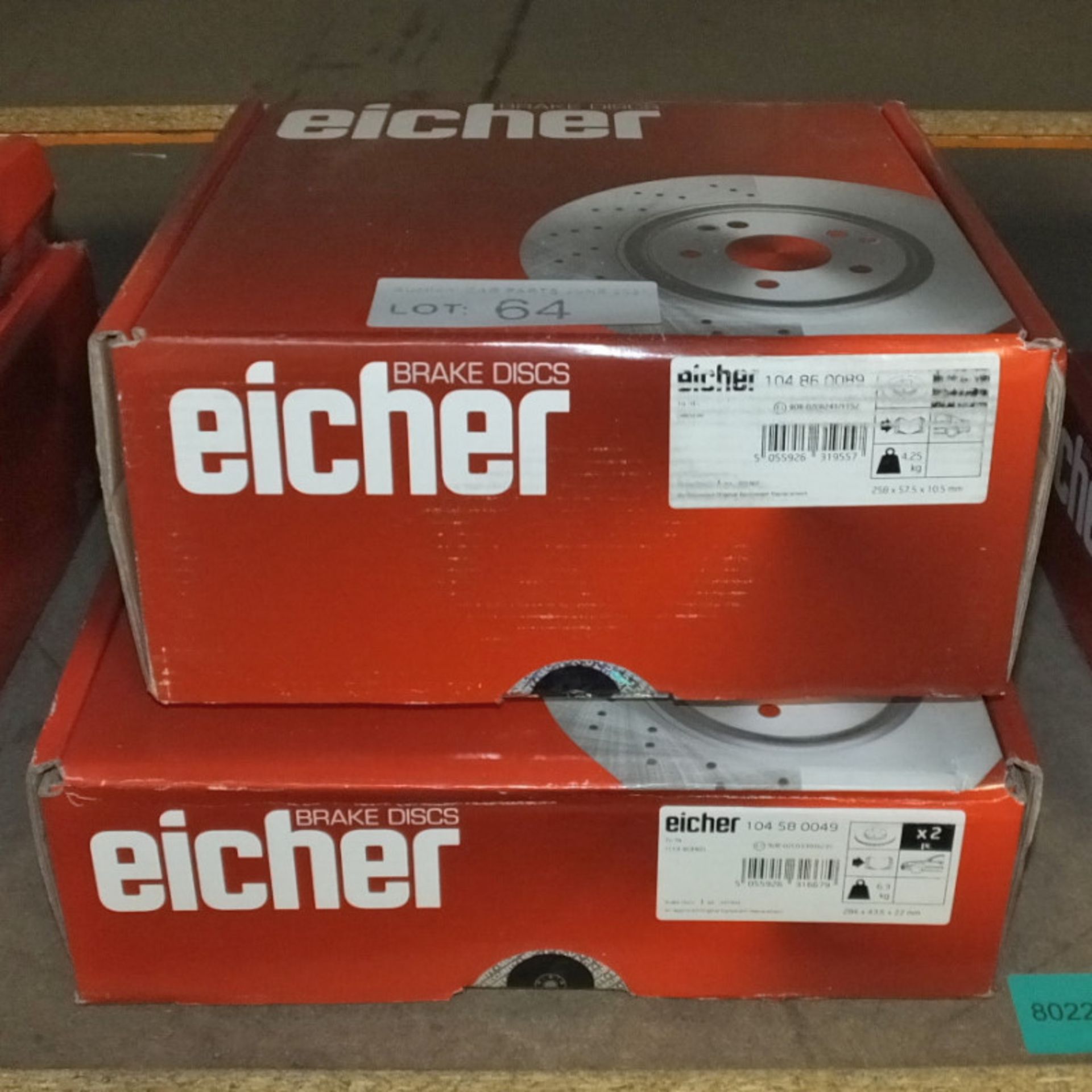 2x Eicher Brake Disc Sets - Models 104 86 0089 & 104 58 0049