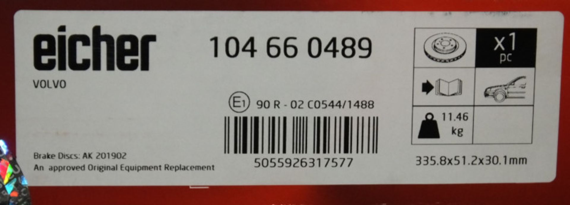 2x Eicher Brake Disc Sets - Models 104 66 0489 & 104 67 0139 - Image 2 of 3