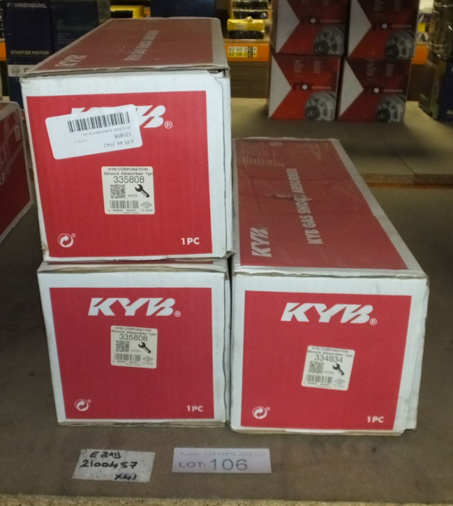 3x KYB Gas Shock Absorbers - Models - 2x 335808 & 334834