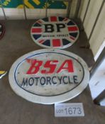 BSA Motorcycle & BP Motor Spirit Cast Signs