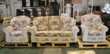 3 Piece Sofa & Chair Set - (Sofa - L'1850 x D860 x H900mm, Chairs - L950 x D820 x H950mm)