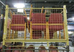 7x Wooden Chairs With Red Fabric - stillage not included