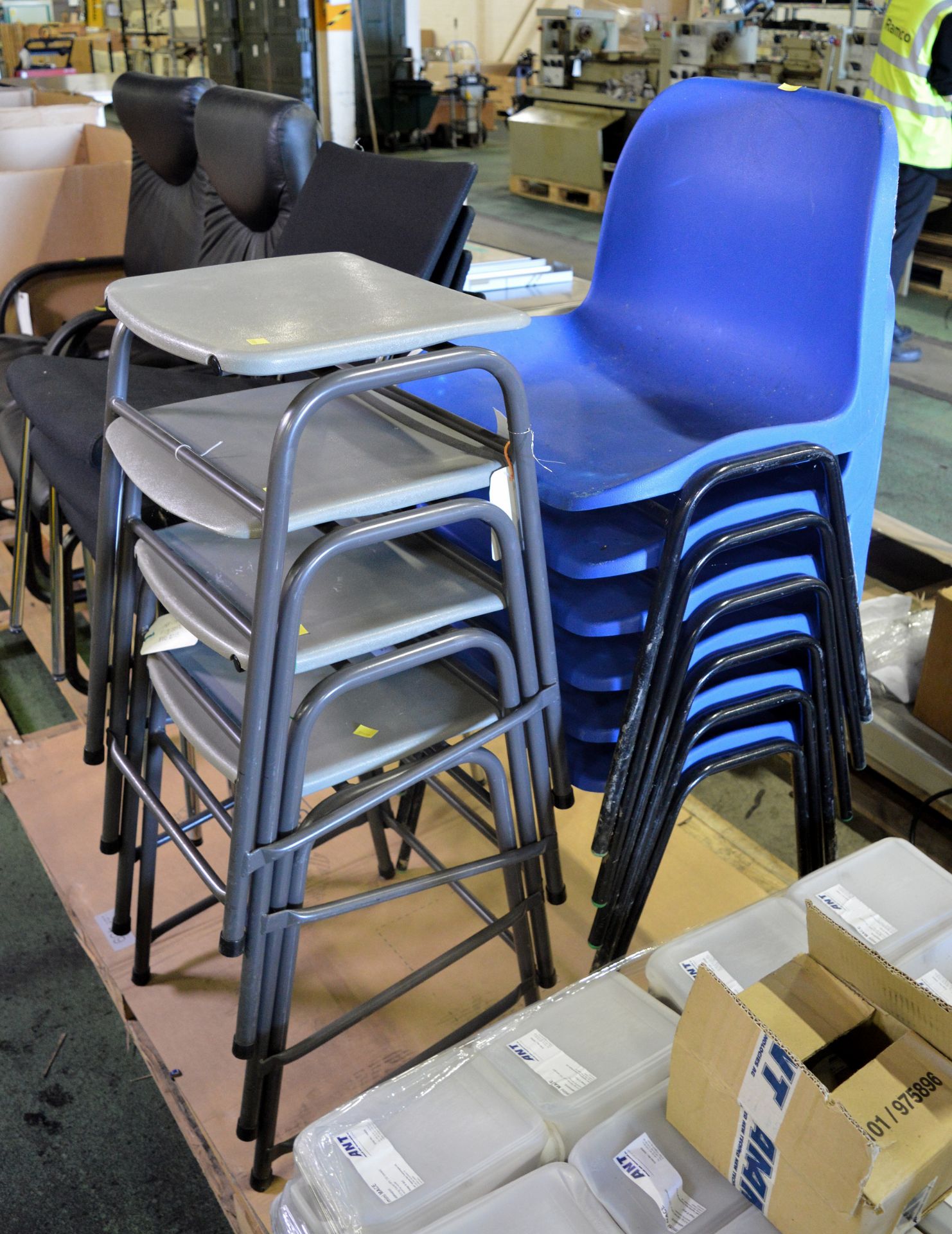 4x Canteen Chairs With Black Fabric Seat, 4x Stools with Plastic Seat, 6x Canteen Chairs w - Image 2 of 3