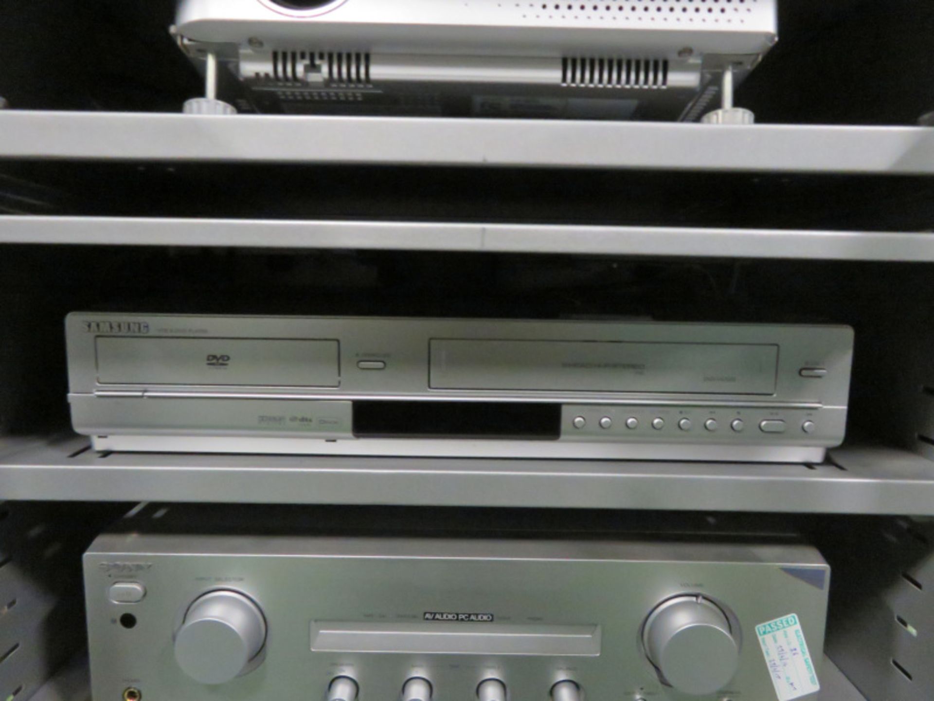 Sanyo PROxtraX Multiverse Projector, Samsung DVD/VCR Player & Sony TA-FE370 & more in trolley. - Image 6 of 8