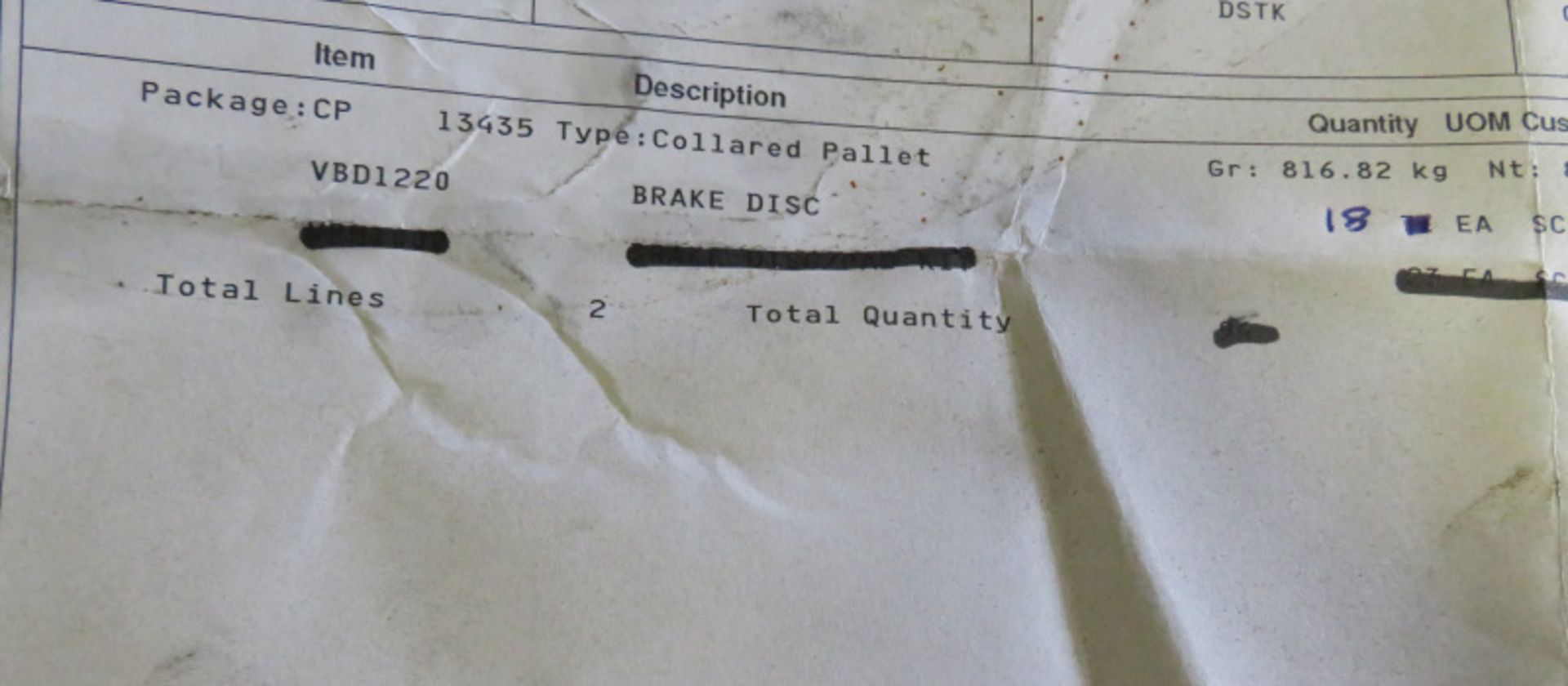 Vehicle parts - brake discs VDB1220 - see picture for itinerary for model numbers and quan - Image 4 of 4