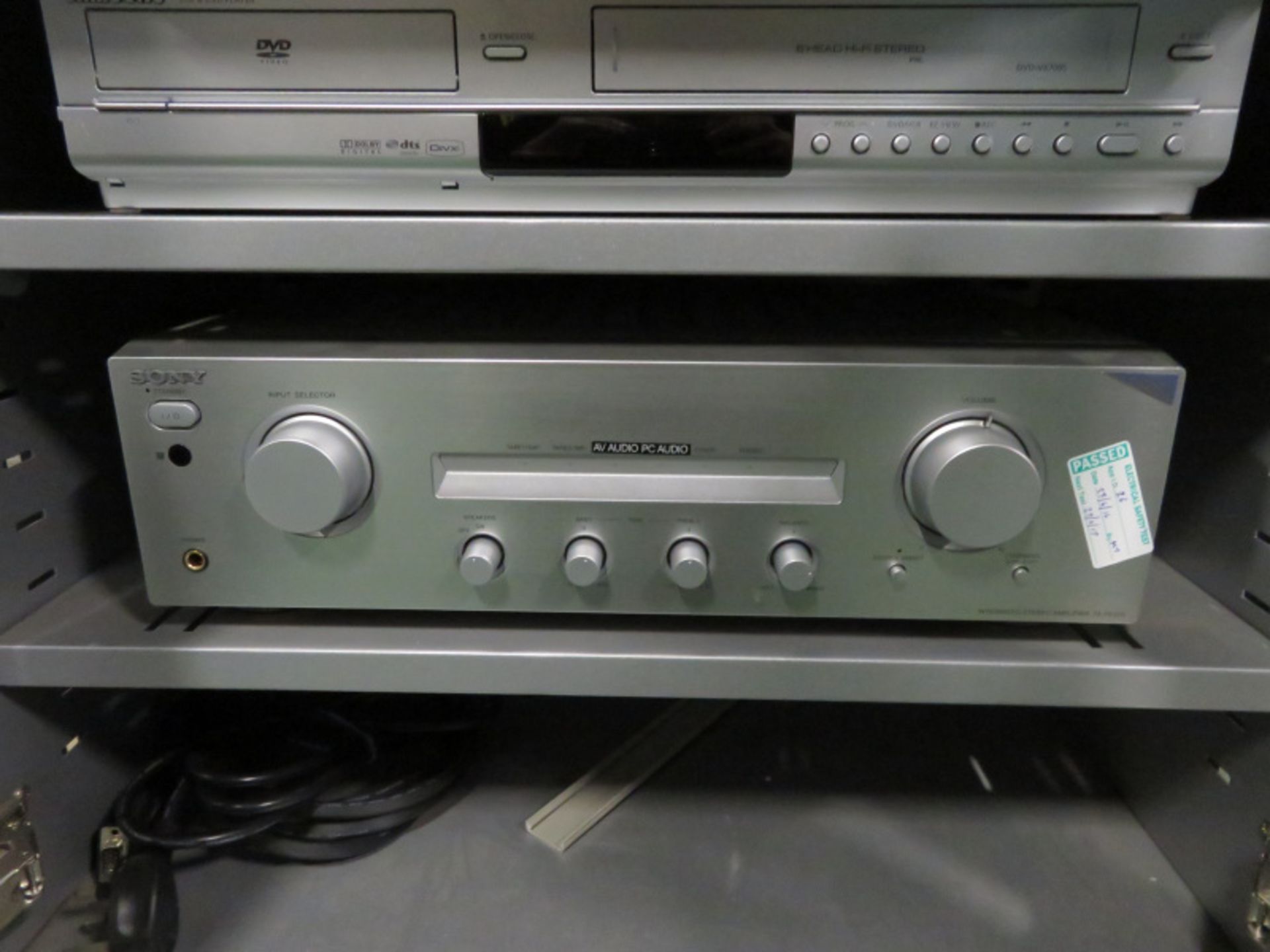 Sanyo PROxtraX Multiverse Projector, Samsung DVD/VCR Player & Sony TA-FE370 & more in trolley. - Image 5 of 8