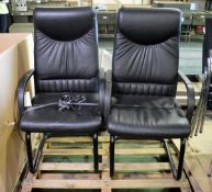 2x Office Chairs - Black Fabric Seat