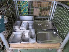 Various sized gastronorm pans with lids