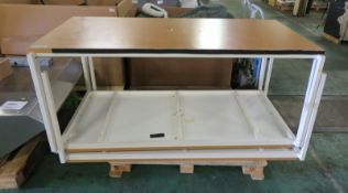 3x White Framed Stackable Tables - L1810mm x W980mm x H730mm