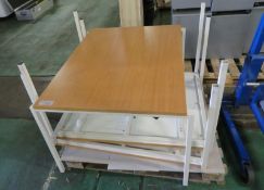 3x White Framed Stackable Tables - L1200mm x W980mm x H730mm