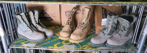 3x Pairs Hot Weather Boots (6 R - Sage, 10.5 W - Desert Tan, 7 R - Sage)