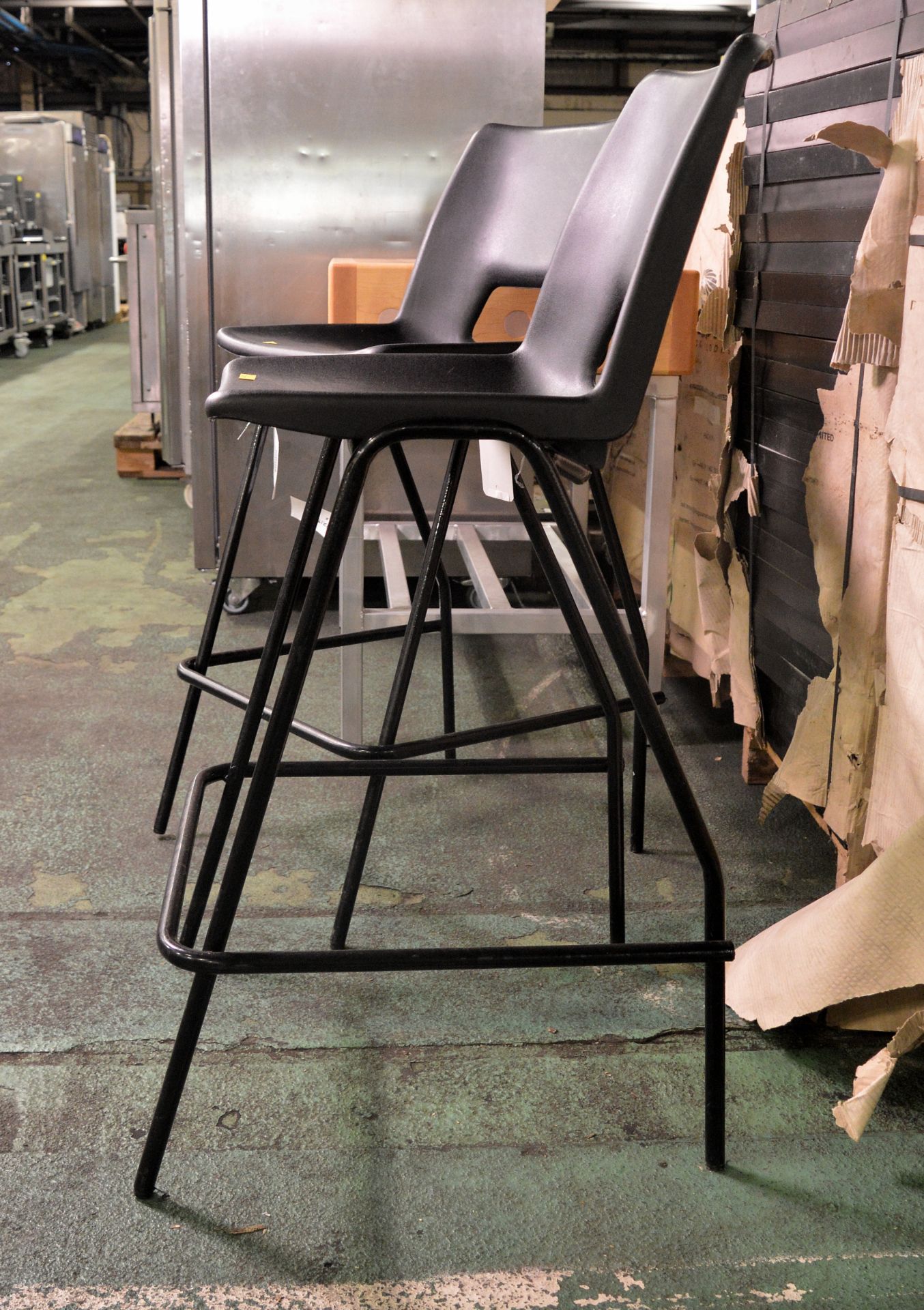 2x Tall leg chairs with black plastic seat - Image 2 of 3