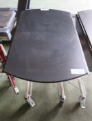 Black Top Stainless Steel Drop Leaf Trolley Table (scratched) - 940 x 1090mm (fully assembled)