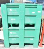 2x Green Plastic Box Pallets - L1210 x D1000 x H735mm