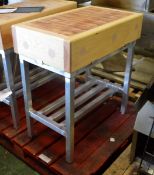 Wooden Butchers Block With Aluminium Base L 780mm x W 460mm x H 860mm