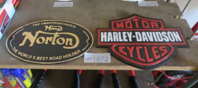 Harley-Davidson & Norton Cast Signs